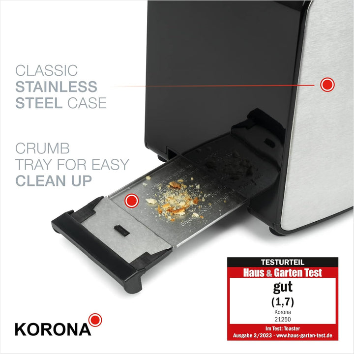 Korona 21250 Doppelschlitztoaster | Extra grosse Röstschlitze für American Sandwichtoasts | 4 wieder