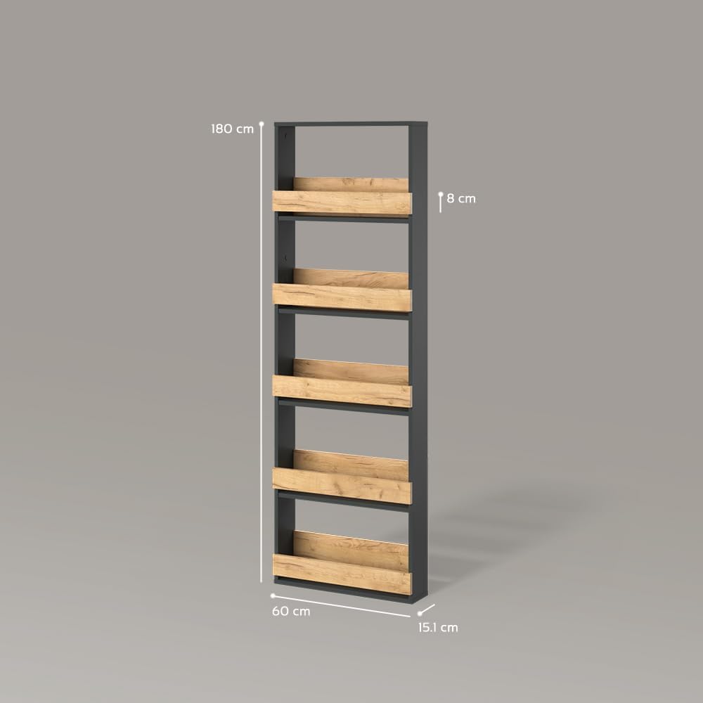 Livinity Weinglasregal Regusa, Goldkraft Eiche/Anthrazit, 60 x 180 cm 60x180 cm, 60x180 cm