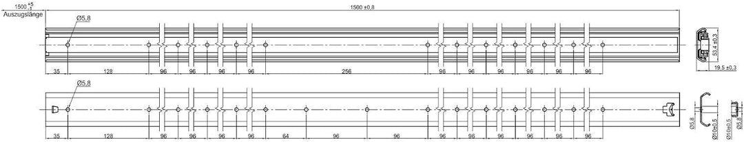 SOTECH 1 Paar Vollauszüge KV1-100-H53-L1000-NF 1000 mm Schrankauszüge belastbar bis 116 Kg Länge: 10