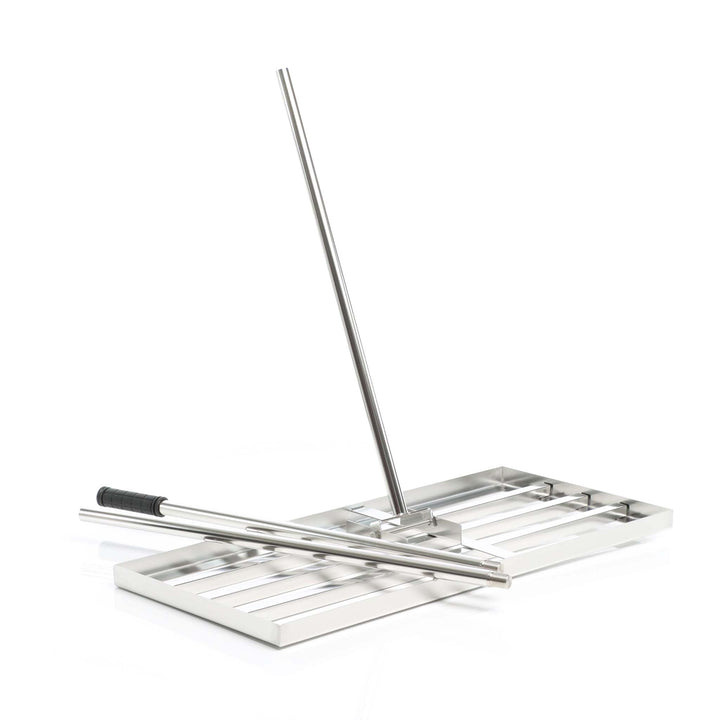 Wiltec Edelstahl Rasenrakel mit Stiel Grösse XL, Flächenebner 26 x 100 x 2,8 cm Unebenheiten im Rase