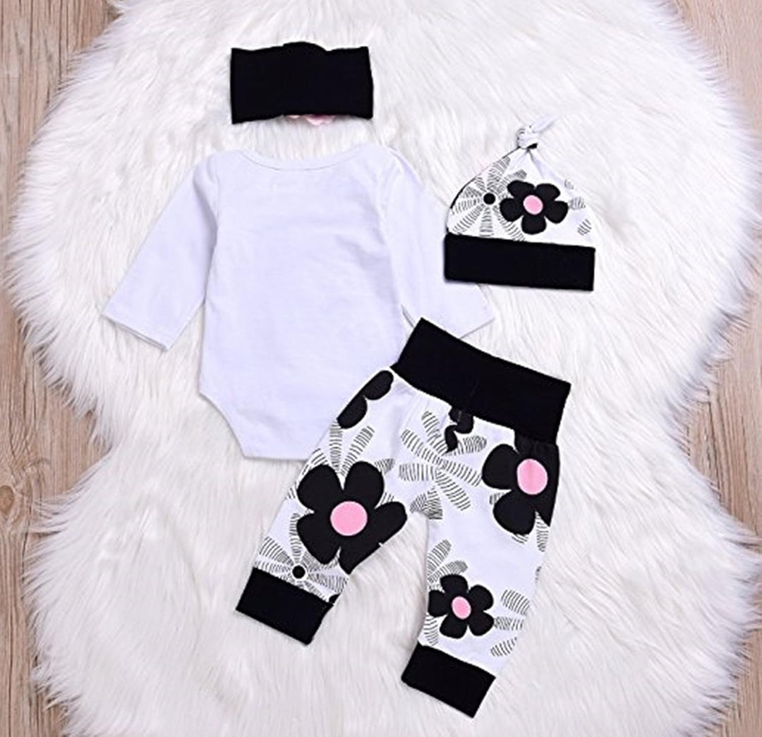 Juflam Nettes Neugeborenes Kinder Baby Mädchen Outfit Daddy Little Princess Strampler + Blumen Hose