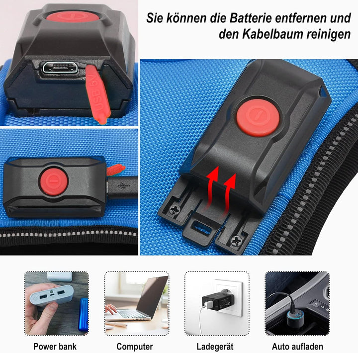 Bpawser Light Up Hundegeschirr LED Hundegeschirr No-Pull mit Griff Wiederaufladbare beleuchtete Hund