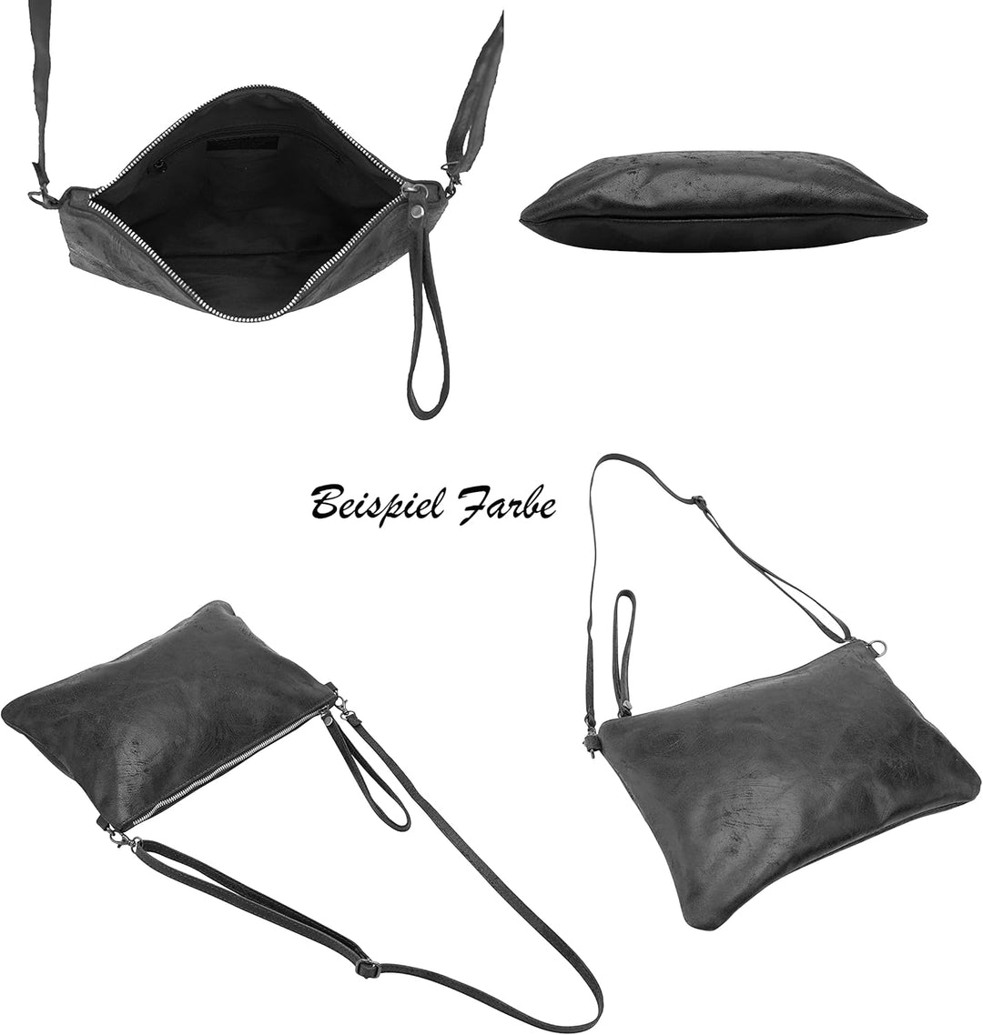 SH Leder Echtleder Umhängetasche Clutch im vintage look mittelgross Tasche Abendtasche 33x22cm Clara