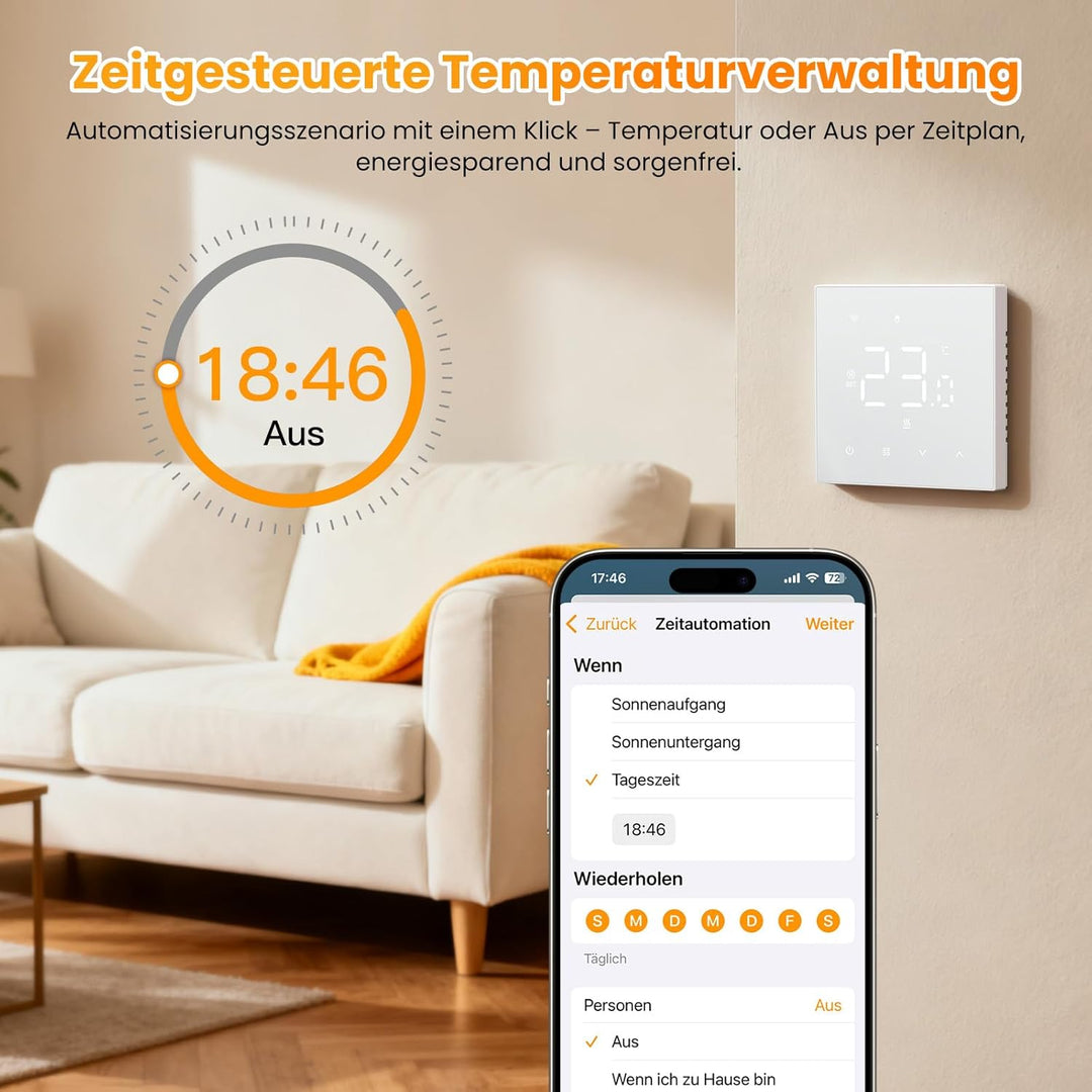 MIUCDA Smart Thermostat Matter Wasser Fussbodenheizung WiFi Raumthermostat Digital Heizungsthermosta