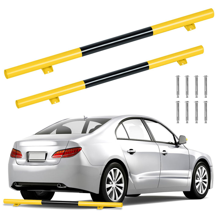 NAIZY Radstopper 2er Metall Parkstopper Parkplatzbegrenzung 180x8x9cm Parkplatzmarkierung mit Dehnsc