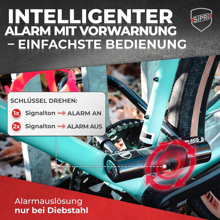 SIPRI® Fahrradschloss mit Alarm 120 dB | Gehärtetes Bügelschloss für E-Bike | E-Scooter & Motorrad |