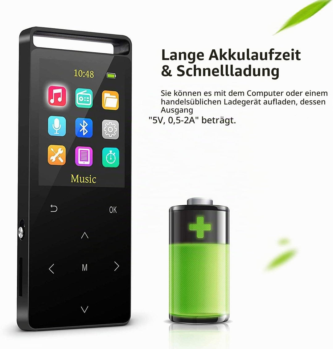 64GB MP3-Player, MUSRUN MP3 Player mit Bluetooth Armtasche, HiFi, AUX-Record, Sleeptimer, FM, FM-Rec