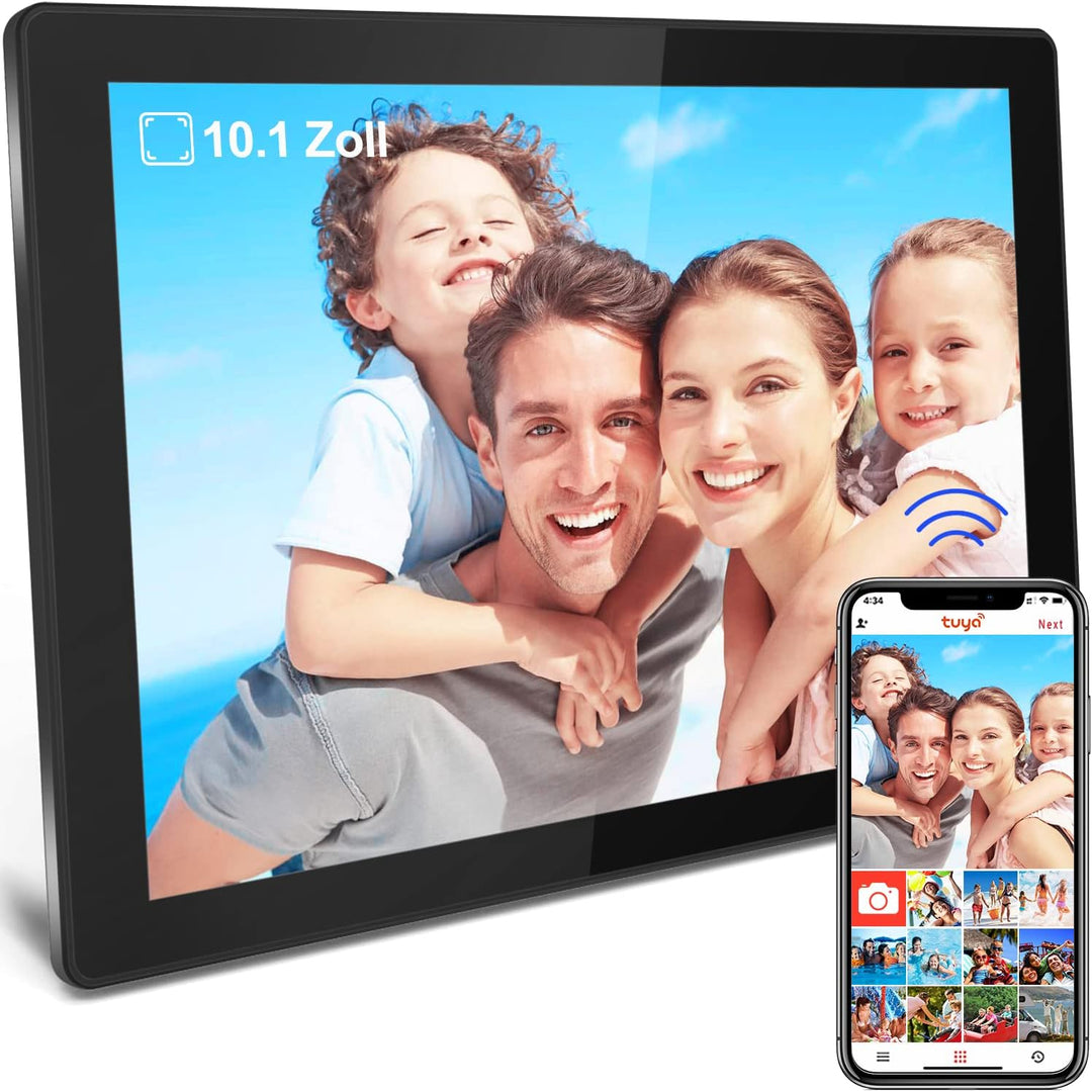 SURFOU Digitaler Bilderrahmen WLAN, 10.1 Zoll IPS HD Touchscreen Elektronischer Fotorahmen 1280P mit