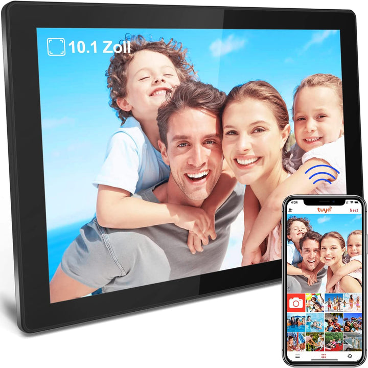 SURFOU Digitaler Bilderrahmen WLAN, 10.1 Zoll IPS HD Touchscreen Elektronischer Fotorahmen 1280P mit