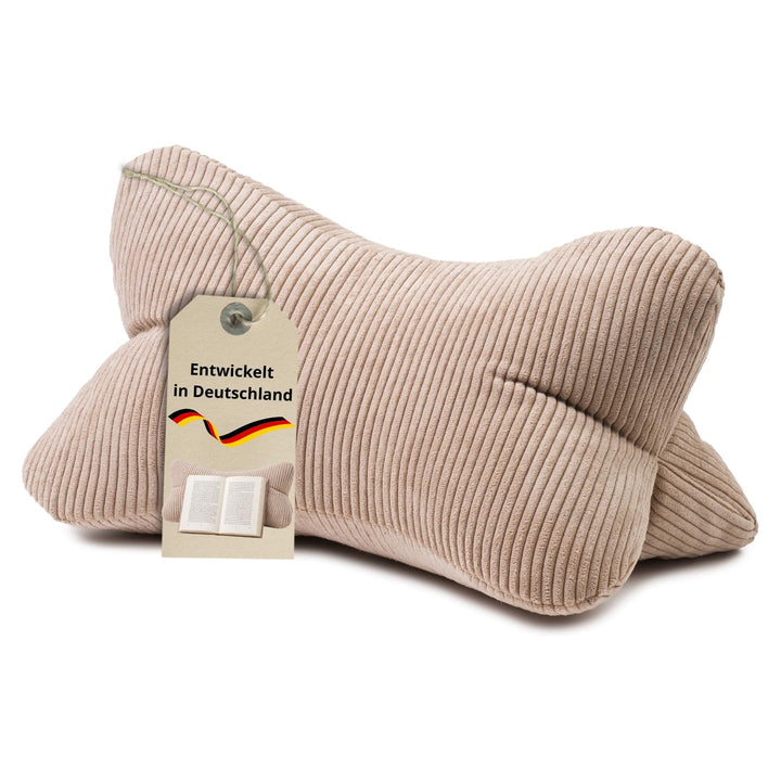liebling Cord Lesekissen für Bett und Sofa, Bücherkissen, Lesehilfe, 40x25 cm, Leseknochen, Serie Ve