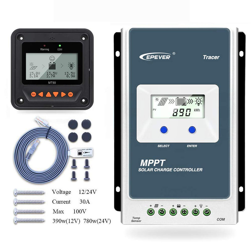 EPEVER MPPT Solar Ladegerät Tracer AN Serie 10A / 20A / 30A / 40A mit 12V / 24V DC Automatische Iden