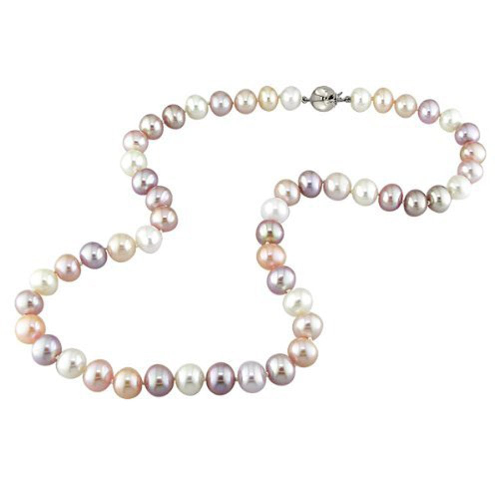 Schöne 7 mm dicke Halskette mit bunter Süsswasser-Perle, Länge: 45 cm
