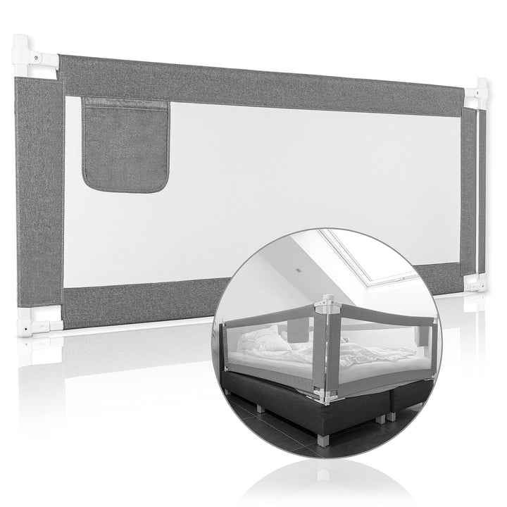 RAWVEL® Bettgitter grau [2m] - Labor geprüft - Rausfallschutz Bett [Eine Seite] - Bettschutzgitter f