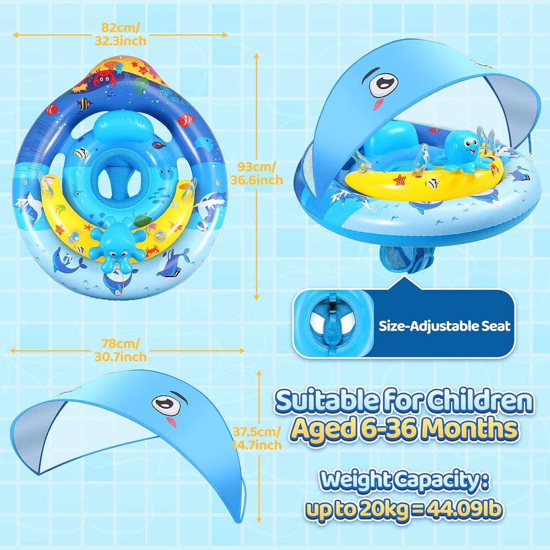 Schwimmring Baby, Baby Schwimmring ab 6-36 Monate mit Sonnendach, Schwimmreifen Baby Verstellbarer S