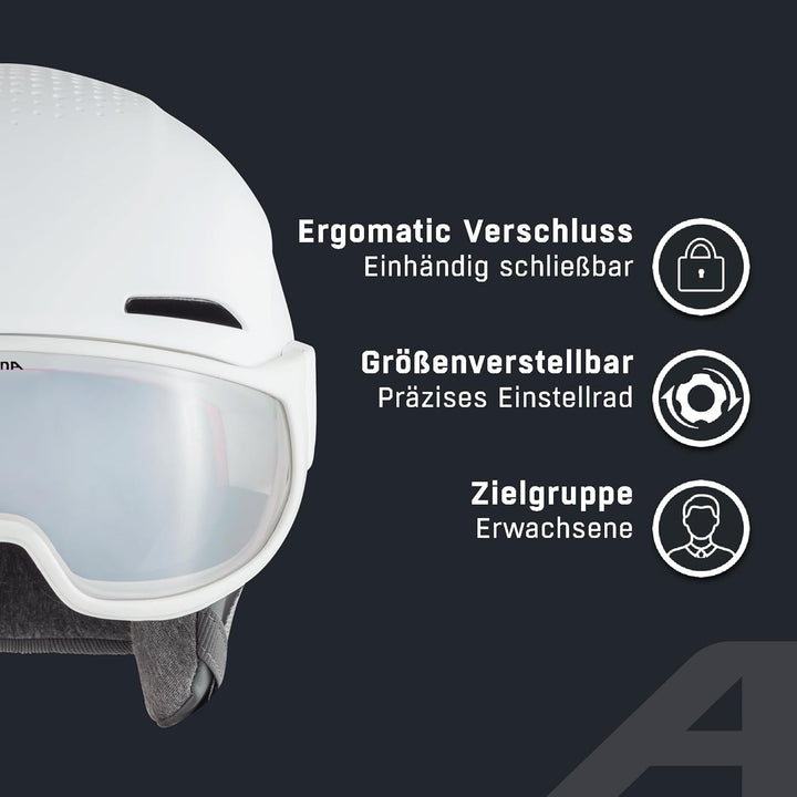 ALPINA Unisex - Erwachsene, ALTO V Skihelm white matt 55-59 cm, white matt 55-59 cm