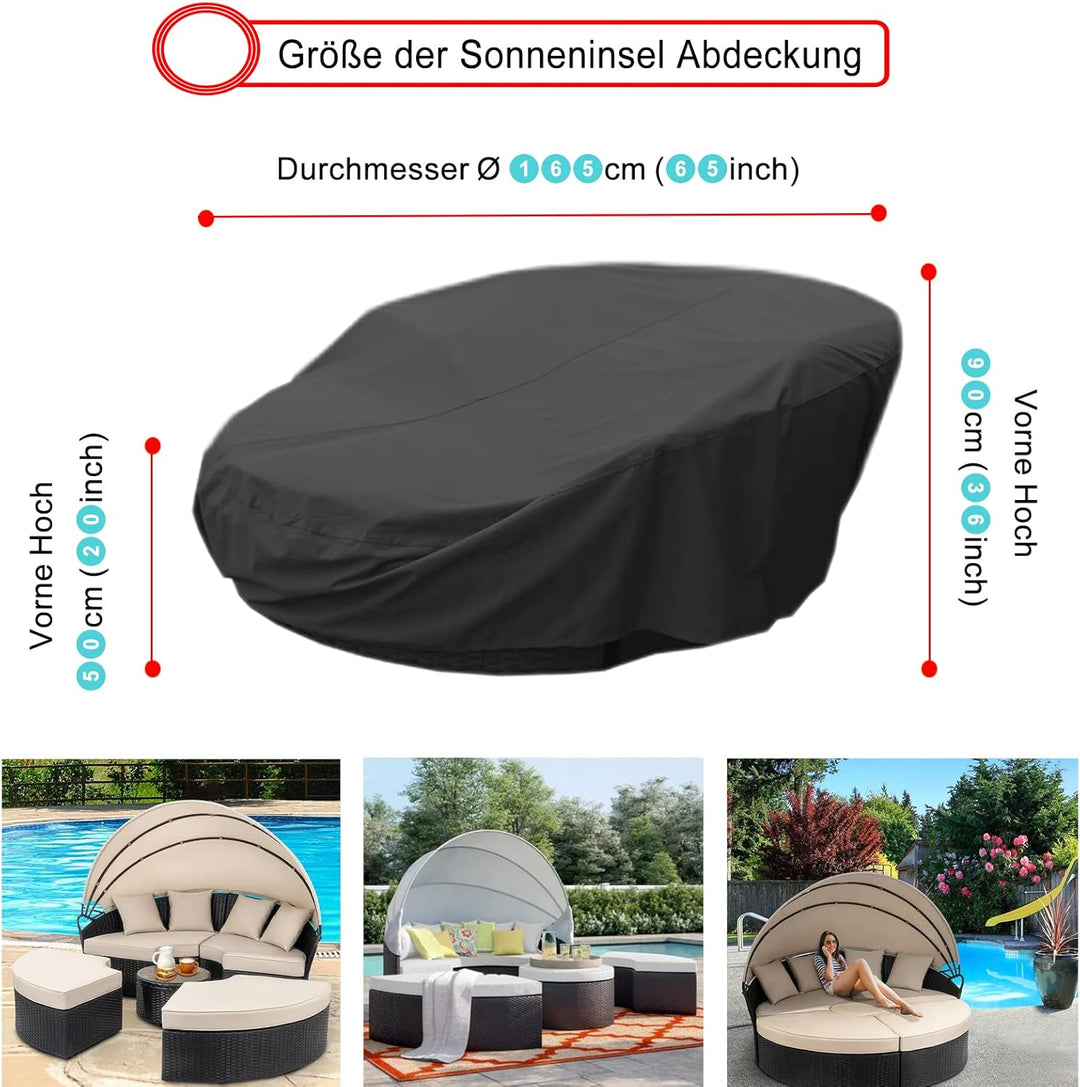 EKQSGLC Sonneninsel Abdeckung, 600D Sonneninsel Schutzhülle Wasserdicht, Sonneninsel Abdeckhaube mit