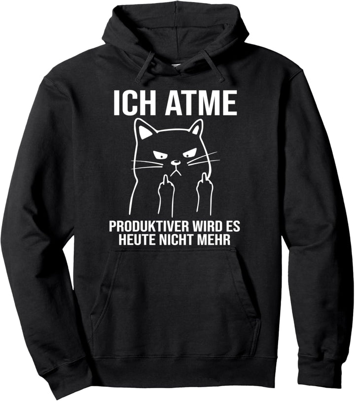 Ich atme produktiver wird es heute nicht mehr Katze Katzen Pullover Hoodie