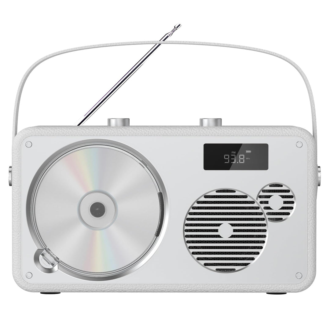 Vintage Leather Style Boombox CD-Player Tragbarer | Eingebaute wiederaufladbare Batterie| FM-Radio/B