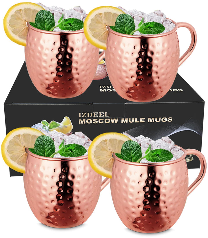Moscow Mule Becher 4er Set Kupfer Becher 550ml für Cocktail, Gin, Bier, kalte Getränke, Zuhause, Bar