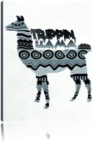 Trippin Lama negative Leinwandbild Bild auf Leinwand, XXL riesige Bilder fertig gerahmt mit Keilrahm