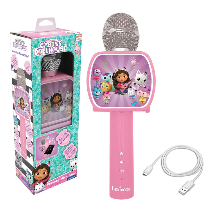 Lexibook, Gabby's Dollhouse, Bluetooth®-Mikrofon mit Stimmveränderungsfunktion, integrierter Lautspr