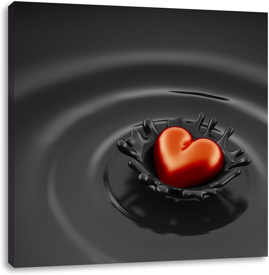 Pixxprint Rotes Herz in Schokolade als Leinwandbild Quadratisch/Grösse: 70x70 / Wandbild/Kunstdruck/