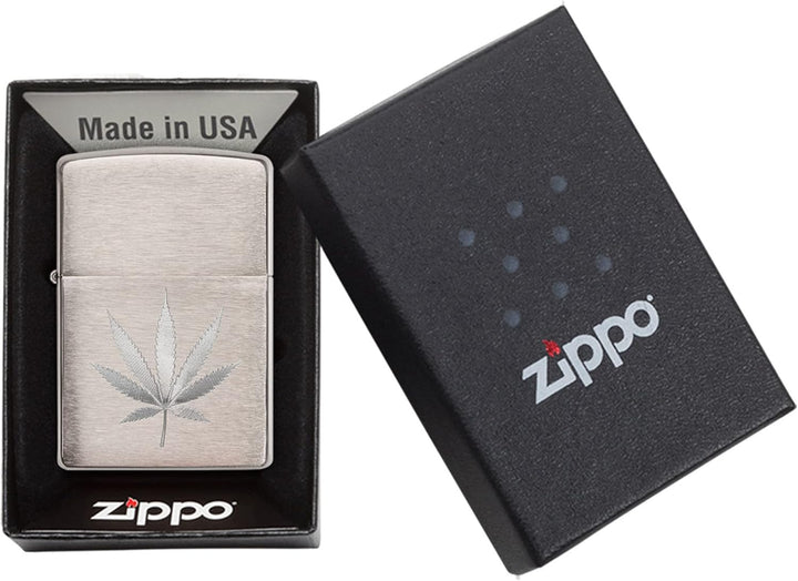 Zippo – Leaf Design Engraved, Chrome Brushed – Benzin Sturm-Feuerzeug, nachfüllbar, in hochwertiger