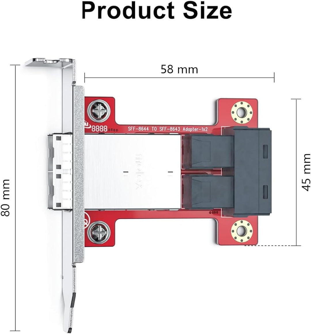 10Gtek Mini SAS Adapter SFF-8643 to SFF-8644 Dual Port Mini SAS Adapter 8643 Slot to 8644 Slot, 8643