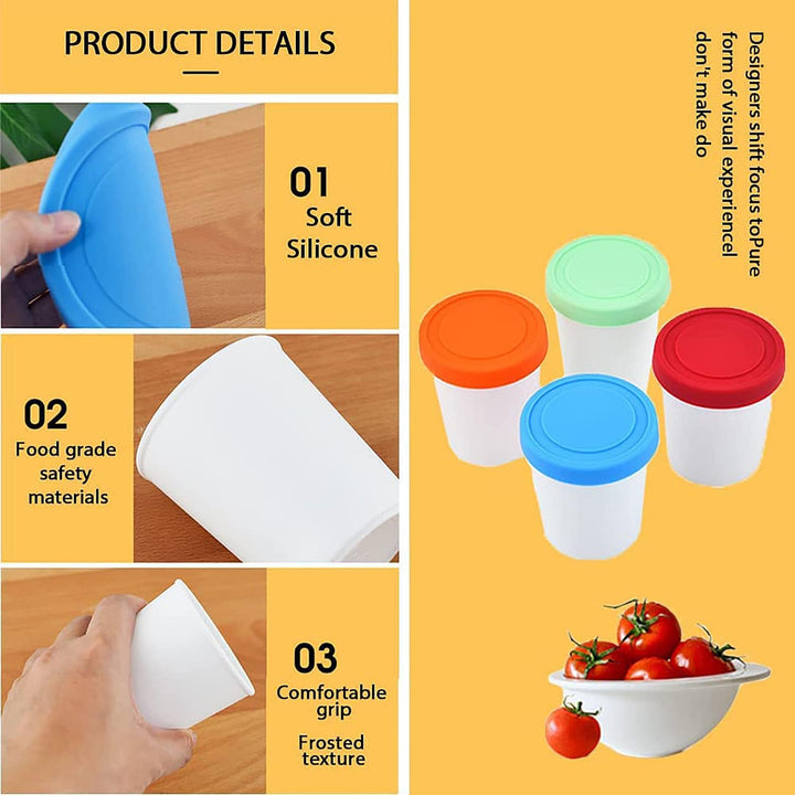 6er-Set Eisbehälter für Speiseeis 250ml, Gefrierdosen, Aufbewahrungsbehälter, Eis-Container BPA-frei