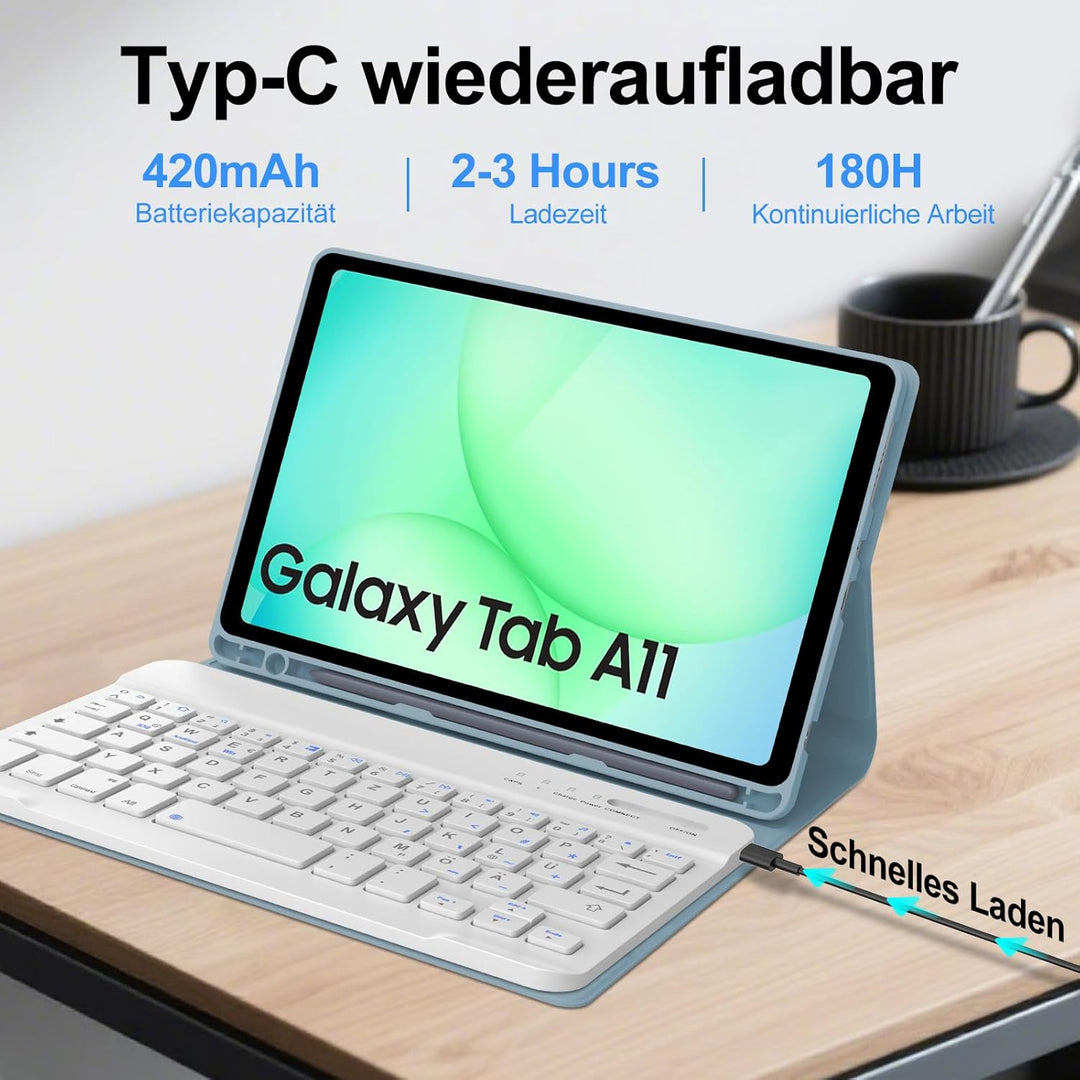 Tastatur für Samsung Galaxy Tab A11 8.7 Zoll 2025/A9 2023, Hülle mit Tastatur für Samsung Tab A11 Ma