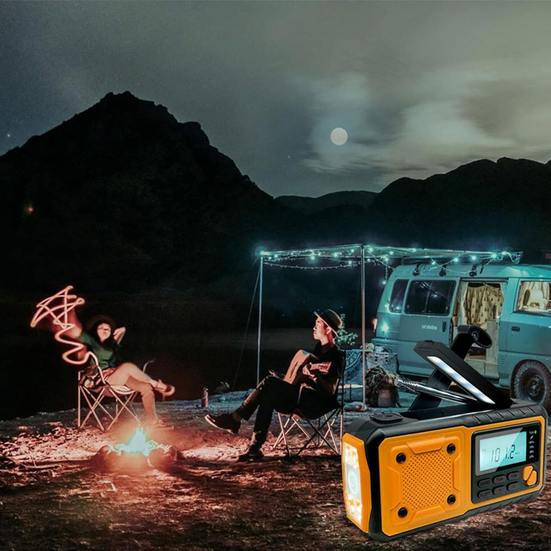 Fdit Notfall-Wetterradio, Solar-Handkurbel, Digitales FM AM WB-Radio mit Powerbank-Funktion für Outd