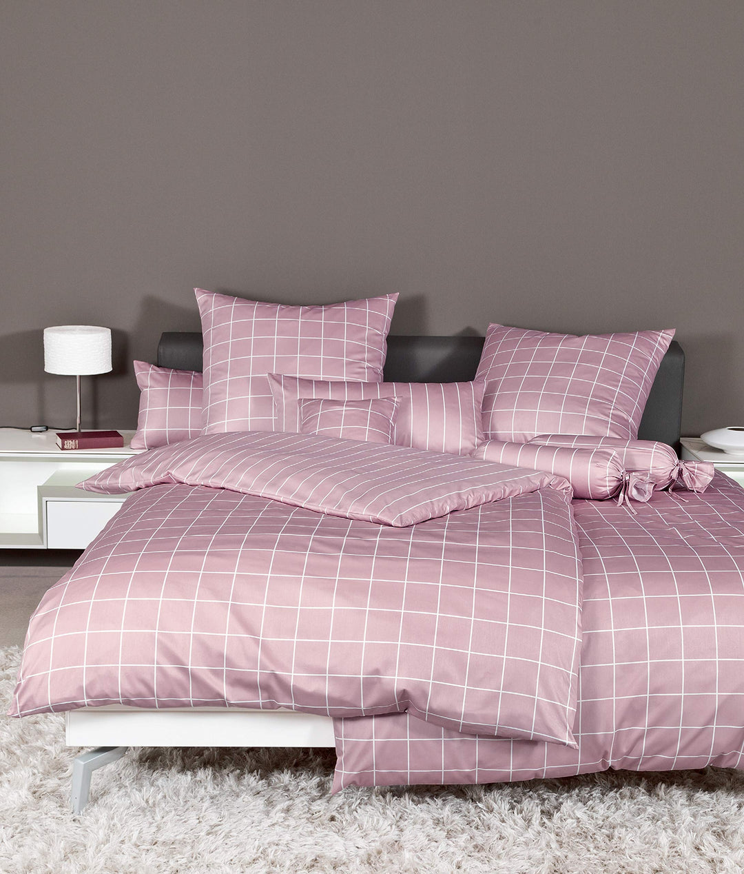 Janine Mako Satin Bettwäsche modernclassic 135 x 200 cm kreiderose Fb. 21 135 cm x 200 cm Kreiderose