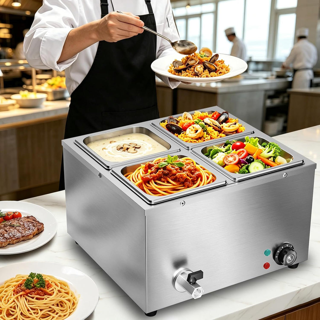TAIMIKO Bain Marie Speisenwärmer 1500W Elektrisches Buffetwärmer 220V Schmelztopf Professioneller ko