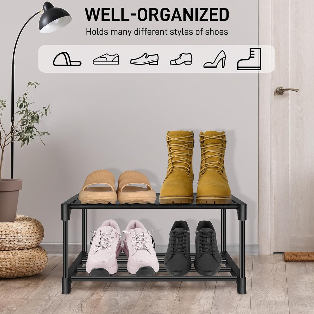 Schuhregal Platzsparend, 4-stufige Verstellbare Schuhregal Schmal, Stabile Metall Schuhablage mit Di