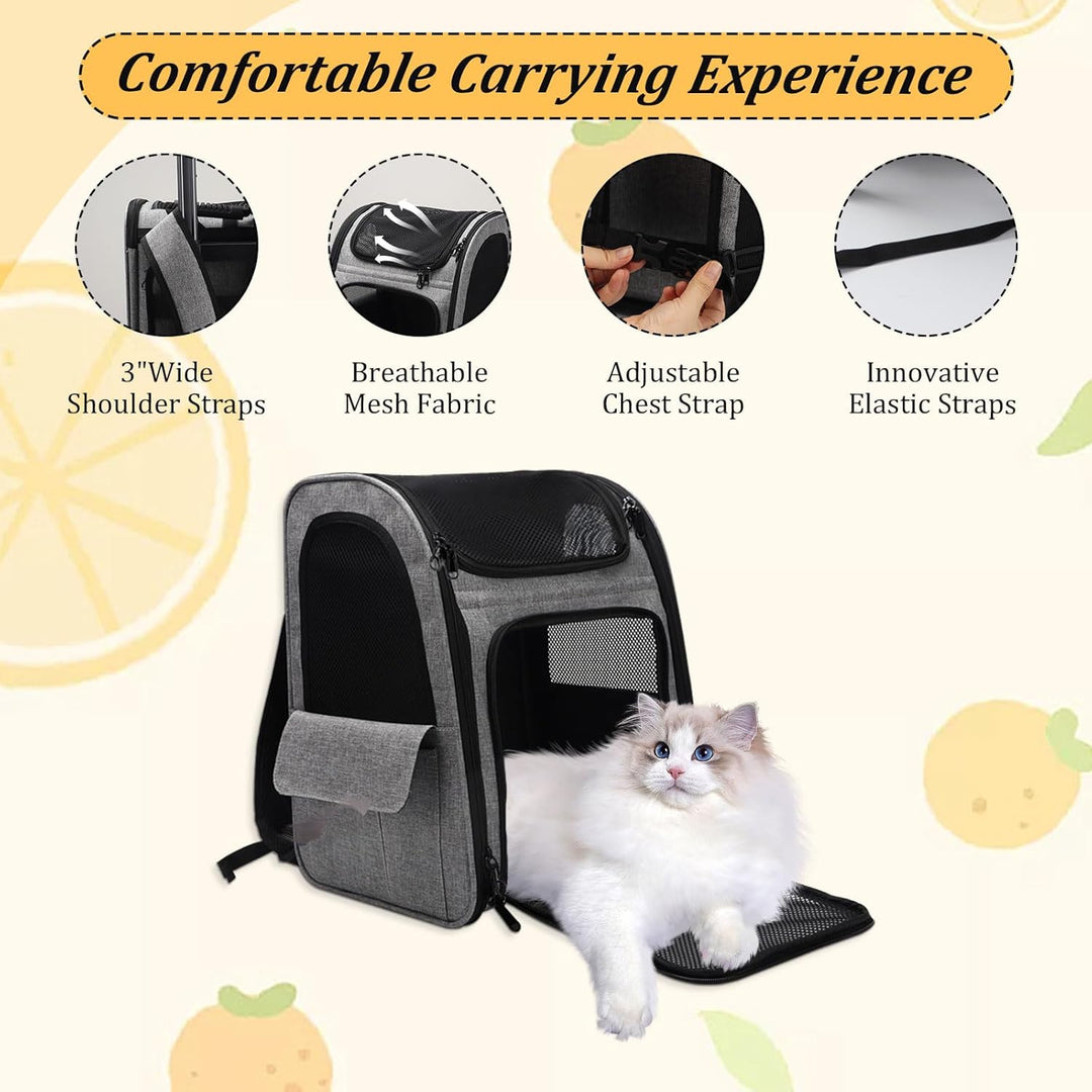 mumisuto Transportbox Katze mit Rädern 360° Drehbar, Transportbox Hund mit Taschen, Hundewagen Troll