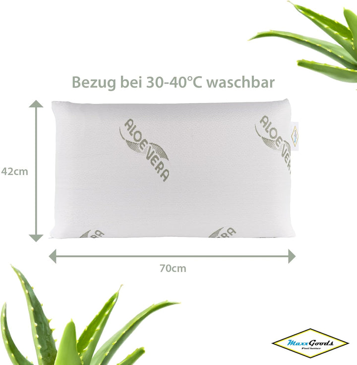 orthopädisches Nackenstützkissen aus Visco Gelschaum &amp; Aloe Vera Bezug - Kopfkissen Atmungsaktiv, Sc