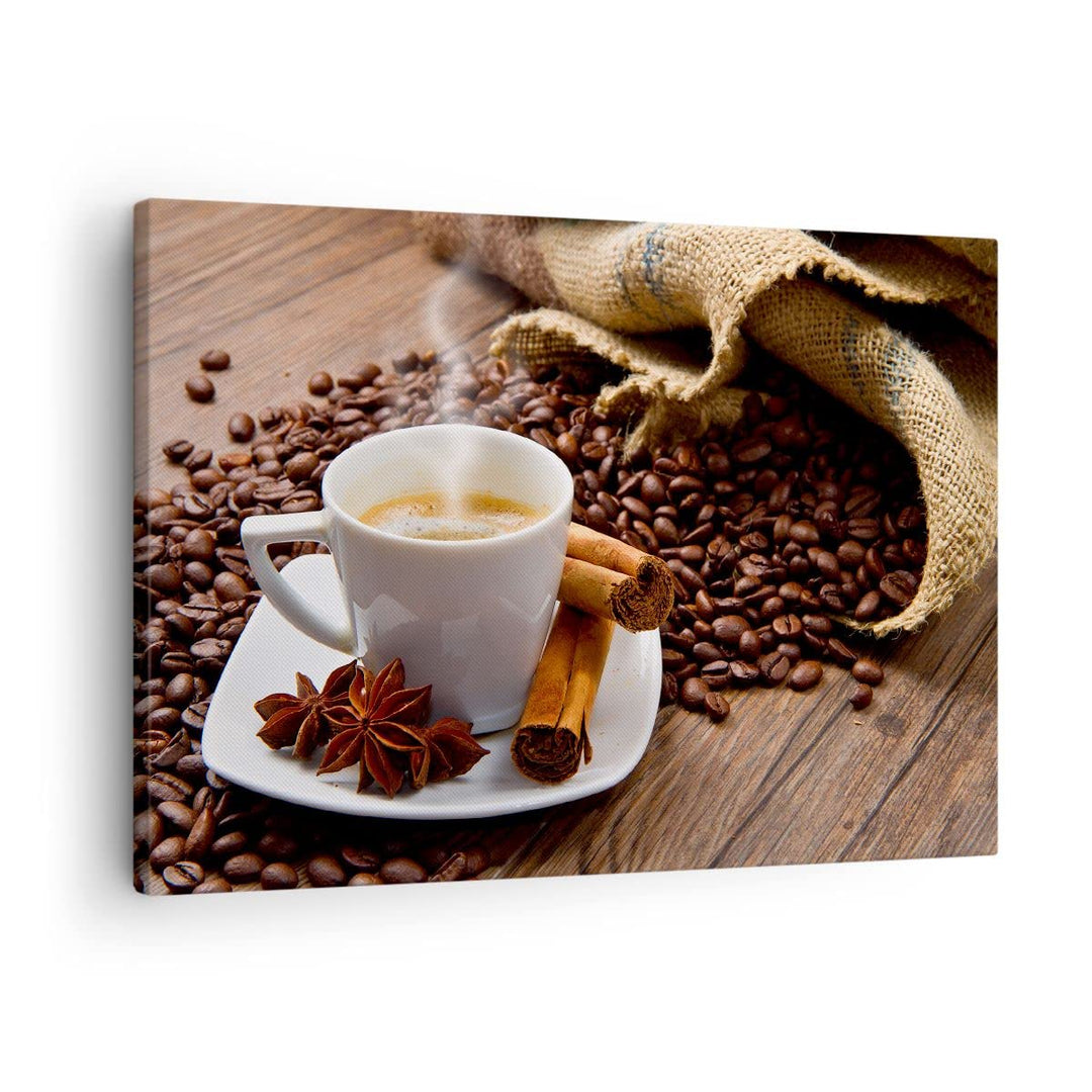 Bilder auf Leinwand Kaffee schwarz Frühstück Schokolade Leinwandbild 70x50cm Wandbilder Dekoration W