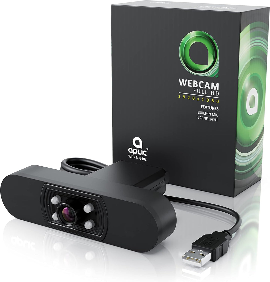 CSL - Full-HD Webcam 1080p mit Auto-Lichtkorrektur, 30 FPS mit Mikrofon, Belichtungskorrektur, USB-A