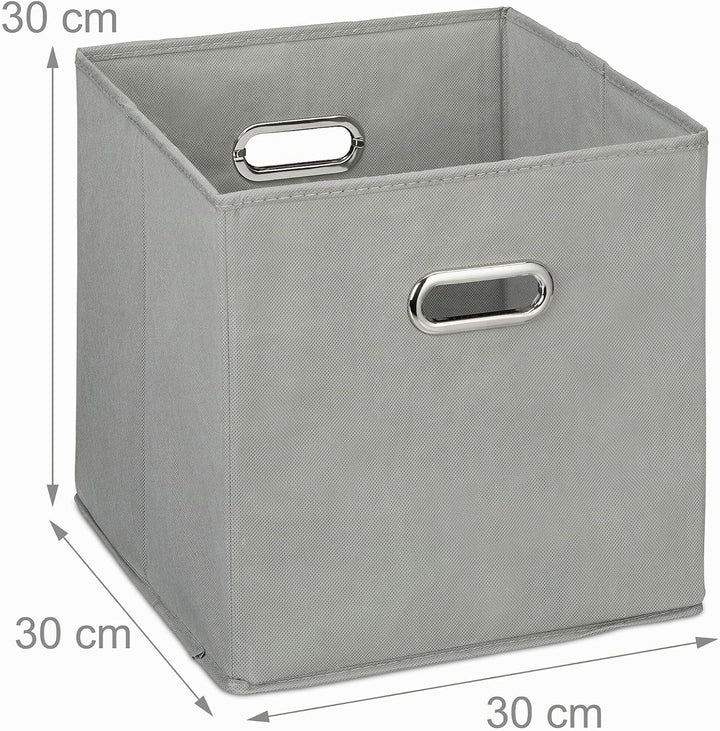 Relaxdays Aufbewahrungsbox 4er Set, Faltbare Regalboxen, HxBxT: 30x30x30 cm, mit Griffen, Faltboxen
