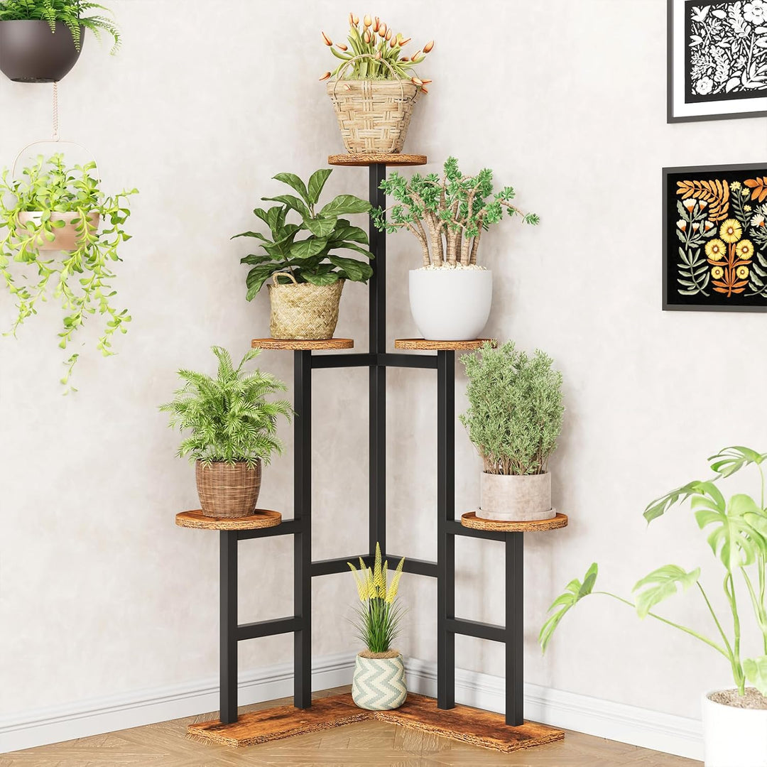 IBUYKE 4 Etagen Holz Pflanzenständer Blumenständer, 108cm Hoch Blumenregal Pflanzenregal für Mehrere