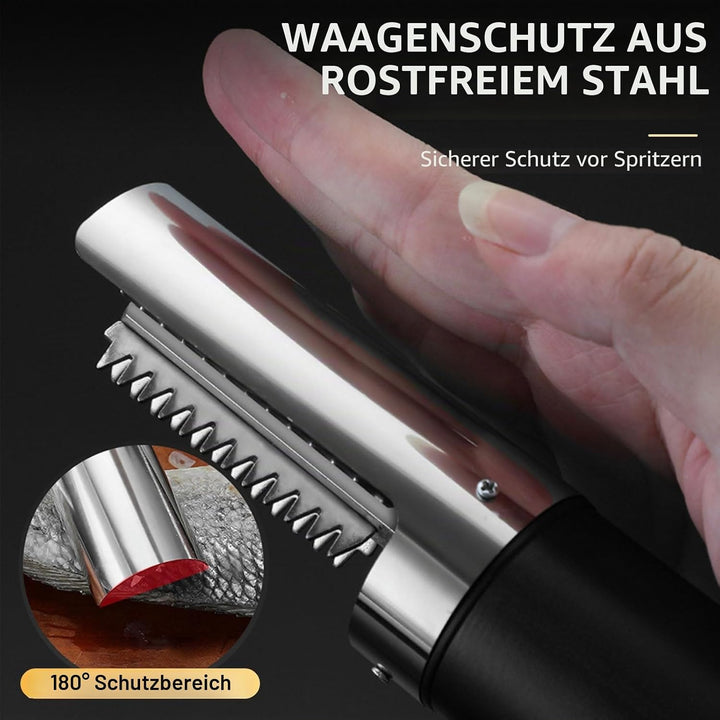 Elektrischer Fischschuppen Edelstahl Fischschupper mit USB Wiederaufladbare&amp;Schutz Abdeckung, Profi