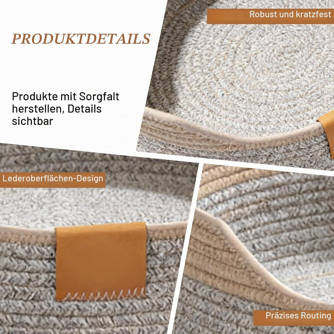 GOMETY Katzenbett Waschbar, 50x15cm Katzenkorb zum Schlafen aus Baumwollseilen, Rund Haustierbett, B