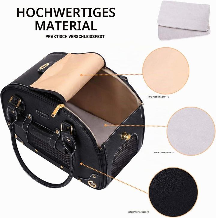 PetsHome Hundetragetasche, Haustier-Tragetasche, Hundegeldbörse, faltbar, wasserdicht, Premium-PU-Le