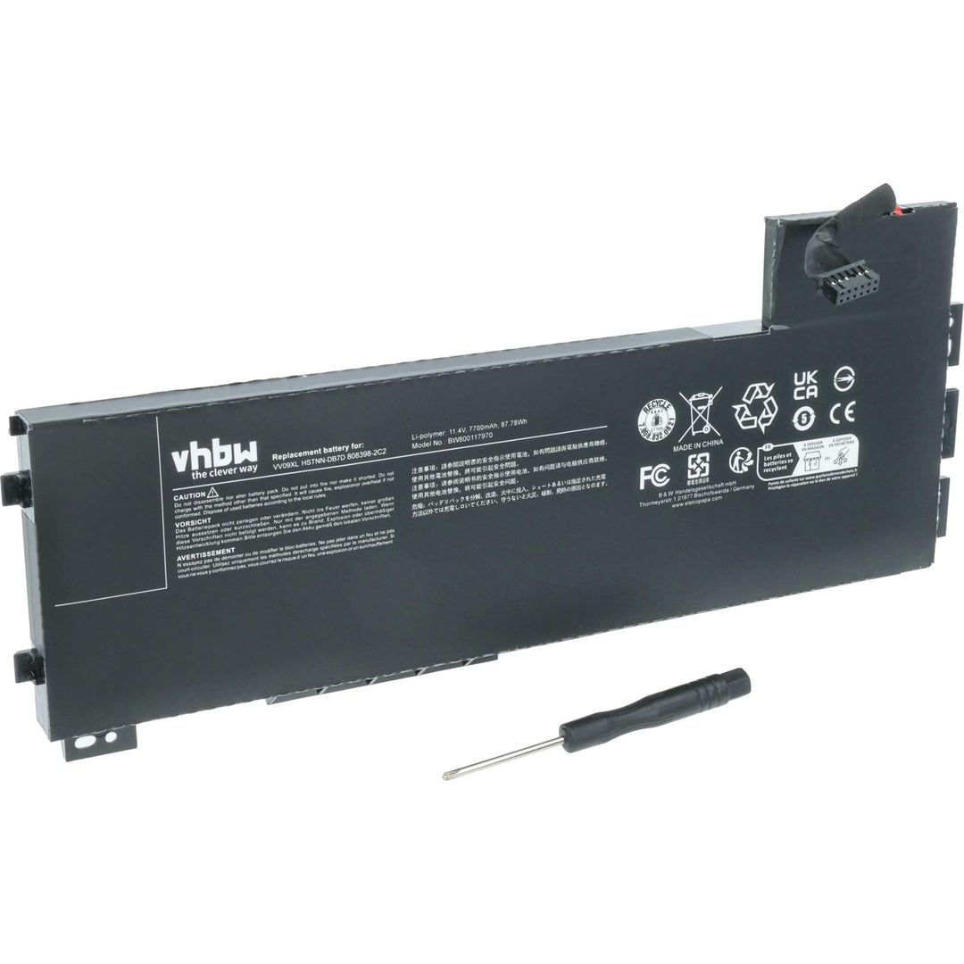 vhbw Akku kompatibel mit HP ZBook 15 G3(Y6J59ET), 15 G3 1KS13EC, 15 G3 M9R62AV Notebook (7700mAh, 11