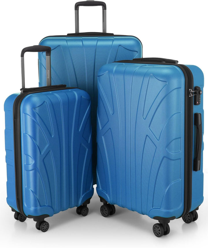 suitline 3er Koffer-Set Trolley-Set Rollkoffer Hartschalen-Koffer Reisekoffer, TSA, (55 cm, 66 cm, 7