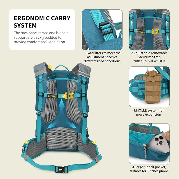 BOGDA 35 Wanderrucksack 35L Camping Backpack mit Rückenbelüftung & Trinksystem Trekkingrucksack aus