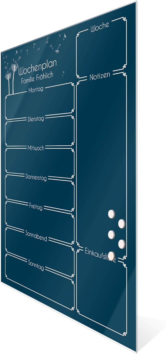 BANJADO Kalender beschreibbar aus Glas | Familienkalender 60cm x 40cm gross | Planer abwischbar mit