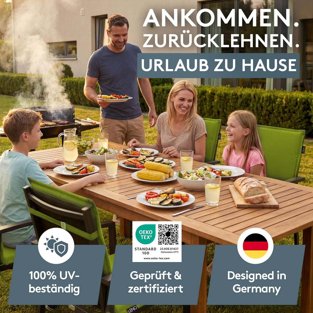 LILENO HOME Gartenstuhl Auflagen [2er Set - Niedriglehner] in Apfelgrün - Bequeme Liegen als Sitzauf