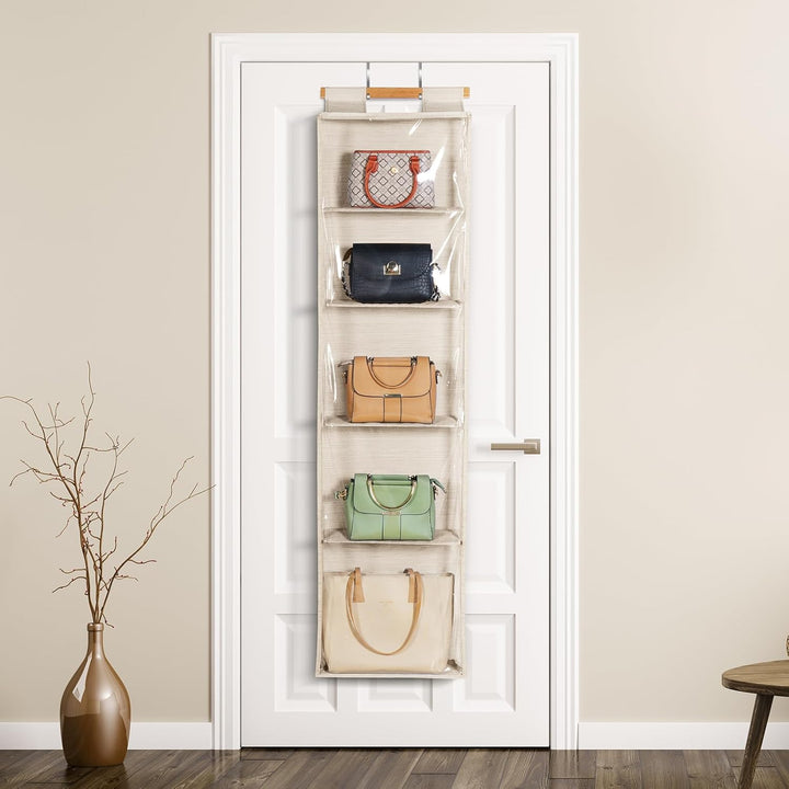 Syeeiex Staubdicht hängende Handtaschen Organizer mit Reissverschluss, extra grosse 5 klare Taschen