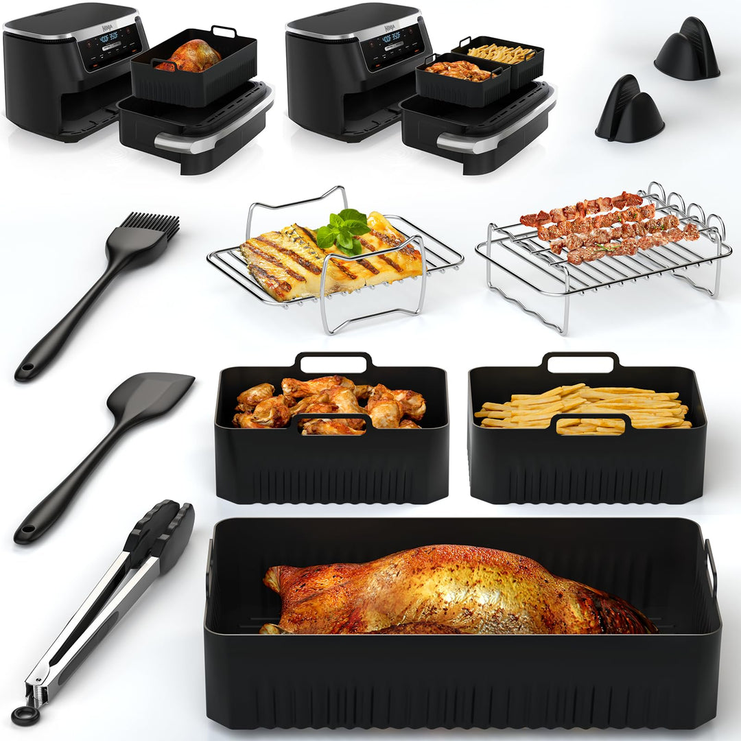 Ninja Heissluftfritteuse Zubehör,Ninja Airfryer Zubehör,10.4L and 2×5.2L Silikonform Und anderen Air
